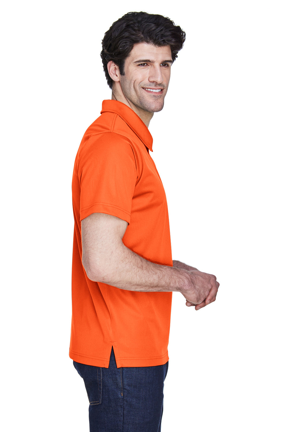 Team 365 TT21 Mens Command Performance Moisture Wicking Short Sleeve Polo Shirt Orange Side