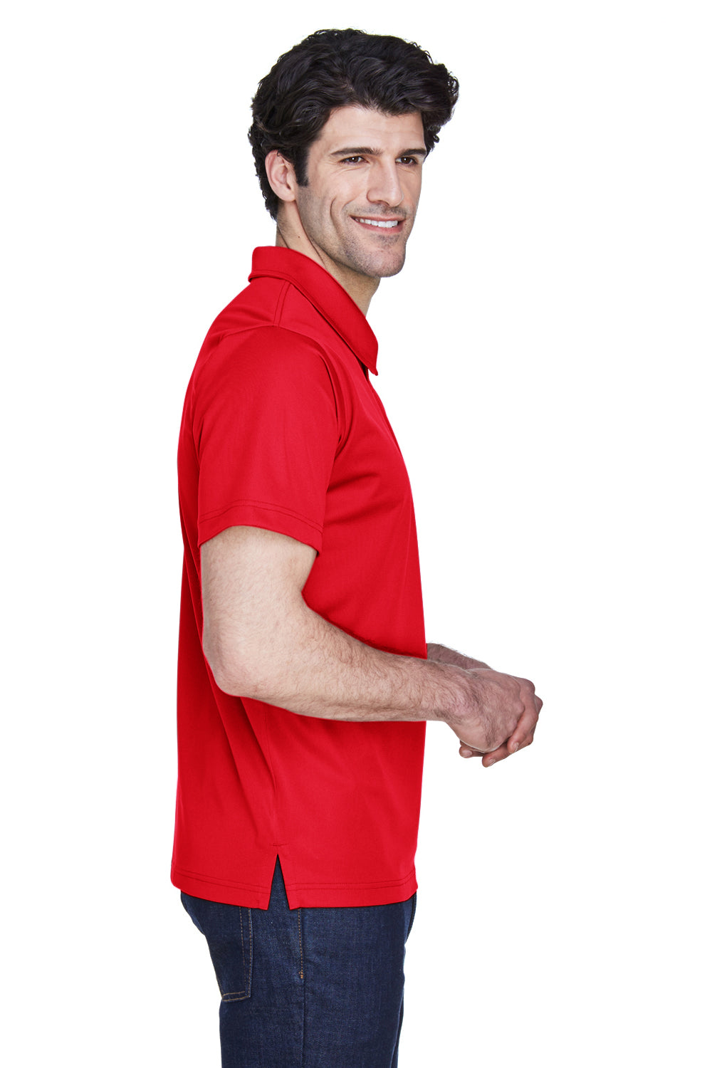 Team 365 TT21 Mens Command Performance Moisture Wicking Short Sleeve Polo Shirt Red Side