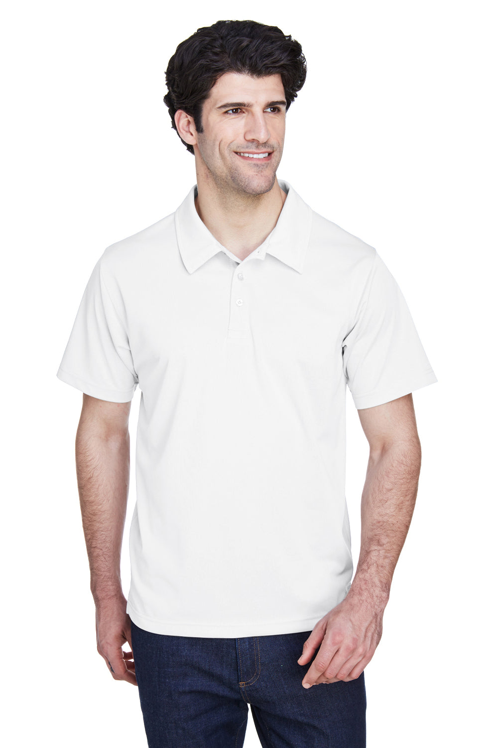 Team 365 TT21 Mens Command Performance Moisture Wicking Short Sleeve Polo Shirt White Front