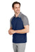 Team 365 TT21C Mens Command Colorblock Moisture Wicking Short Sleeve Polo Shirt Dark Navy Blue/Graphite Grey 3Q