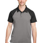 Team 365 Mens Command Colorblock Moisture Wicking Short Sleeve Polo Shirt - Graphite Grey/Black - NEW