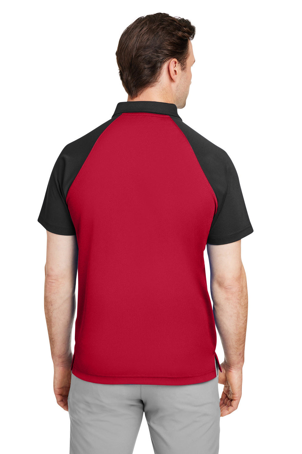 Team 365 TT21C Mens Command Colorblock Moisture Wicking Short Sleeve Polo Shirt Red/Black Back