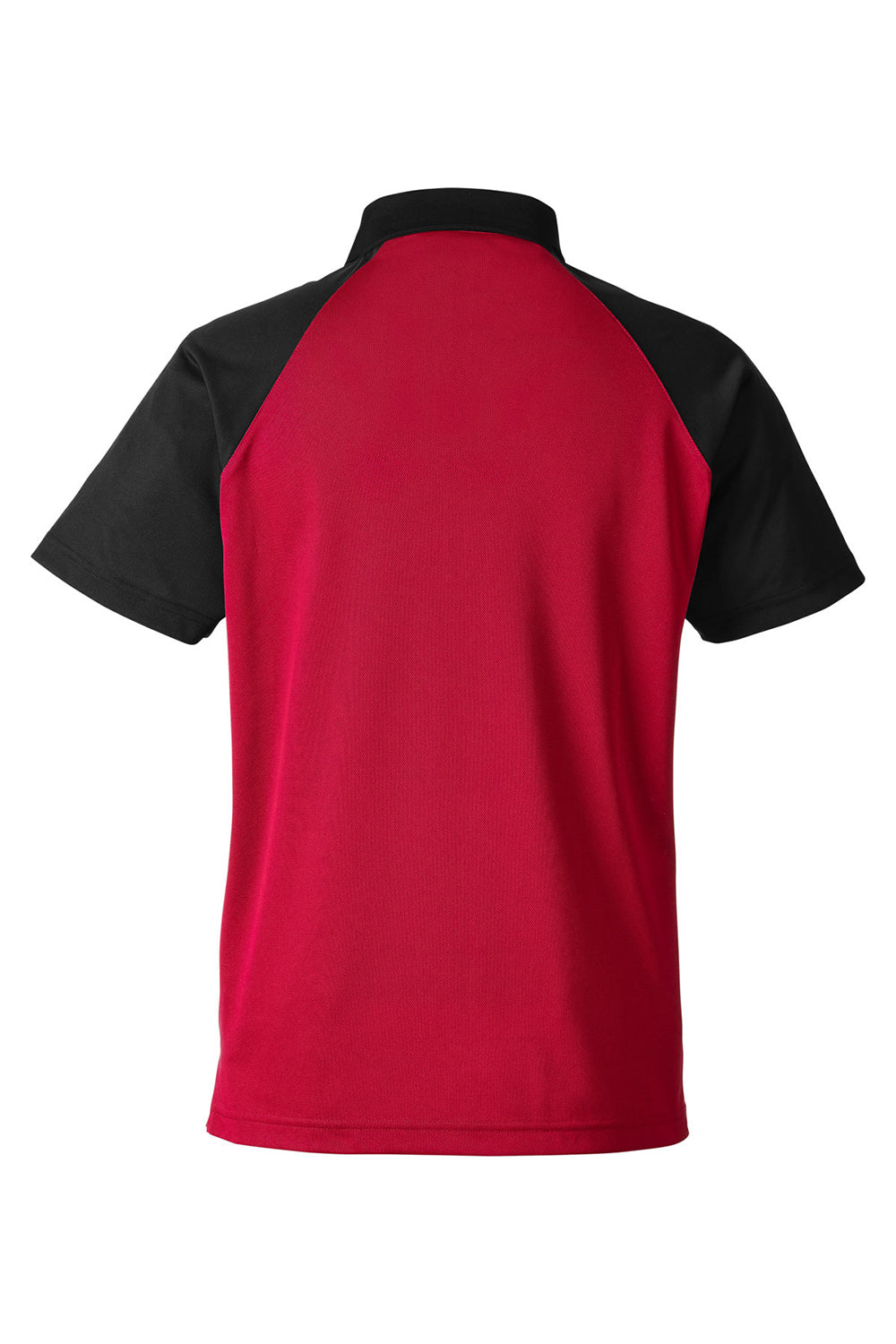 Team 365 TT21C Mens Command Colorblock Moisture Wicking Short Sleeve Polo Shirt Red/Black Flat Back