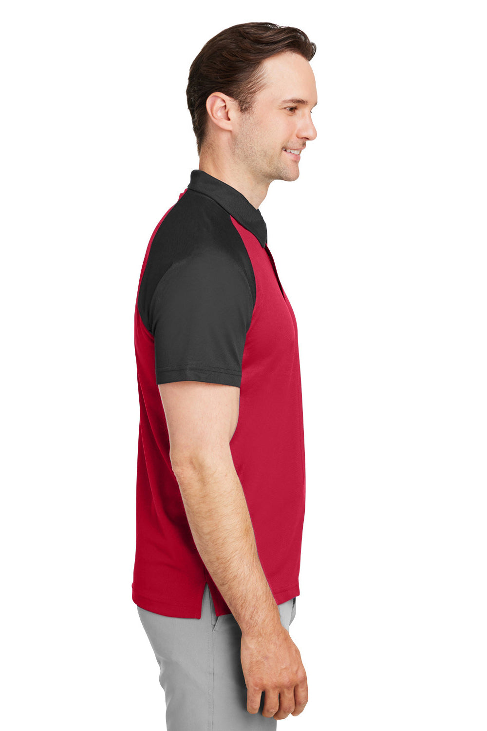 Team 365 TT21C Mens Command Colorblock Moisture Wicking Short Sleeve Polo Shirt Red/Black Side