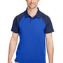 Team 365 Mens Command Colorblock Moisture Wicking Short Sleeve Polo Shirt - Royal Blue/Dark Navy Blue