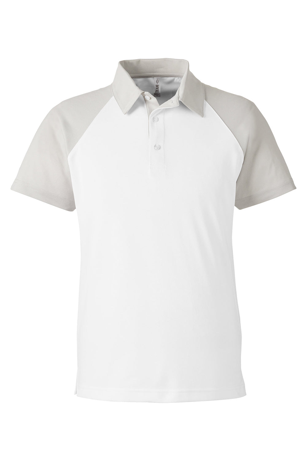 Team 365 TT21C Mens Command Colorblock Moisture Wicking Short Sleeve Polo Shirt White/Silver Grey Flat Front