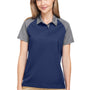 Team 365 Womens Command Colorblock Moisture Wicking Short Sleeve Polo Shirt - Dark Navy Blue/Graphite Grey