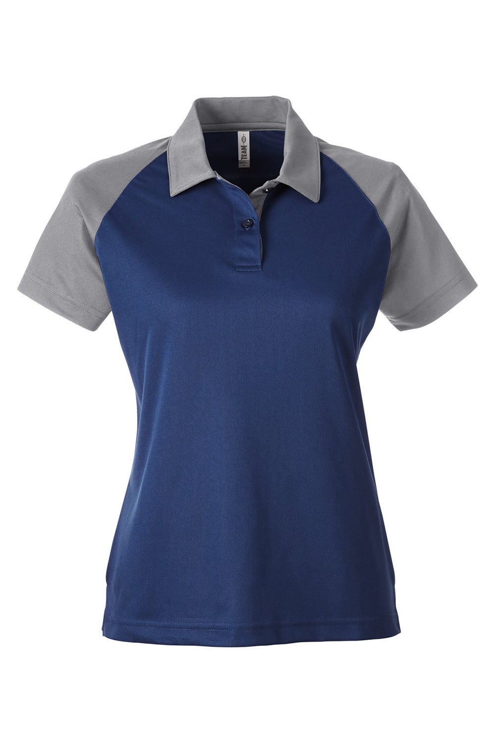 Team 365 TT21CW Womens Command Colorblock Moisture Wicking Short Sleeve Polo Shirt Dark Navy Blue/Graphite Grey Flat Front