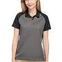 Team 365 Womens Command Colorblock Moisture Wicking Short Sleeve Polo Shirt - Graphite Grey/Black
