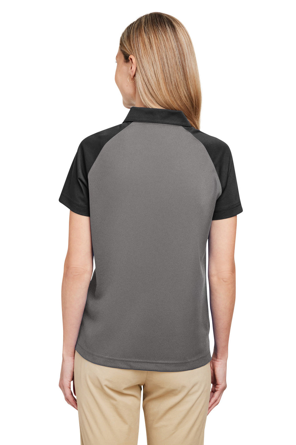 Team 365 TT21CW Womens Command Colorblock Moisture Wicking Short Sleeve Polo Shirt Graphite Grey/Black Back