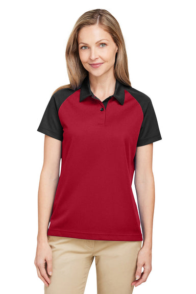 Team 365 TT21CW Womens Command Colorblock Moisture Wicking Short Sleeve Polo Shirt Red/Black Front