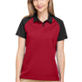 Team 365 Womens Command Colorblock Moisture Wicking Short Sleeve Polo Shirt - Red/Black