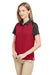 Team 365 TT21CW Womens Command Colorblock Moisture Wicking Short Sleeve Polo Shirt Red/Black 3Q