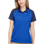 Team 365 Womens Command Colorblock Moisture Wicking Short Sleeve Polo Shirt - Royal Blue/Dark Navy Blue