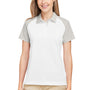 Team 365 Womens Command Colorblock Moisture Wicking Short Sleeve Polo Shirt - White/Silver Grey