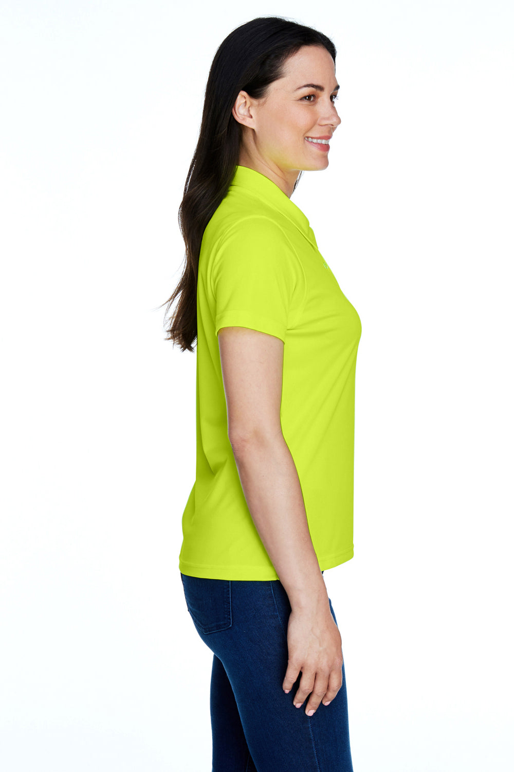 Team 365 TT21W Womens Command Performance Moisture Wicking Short Sleeve Polo Shirt Safety Yellow Side