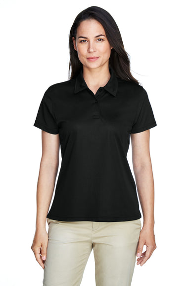 Team 365 TT21W Womens Command Performance Moisture Wicking Short Sleeve Polo Shirt Black Front