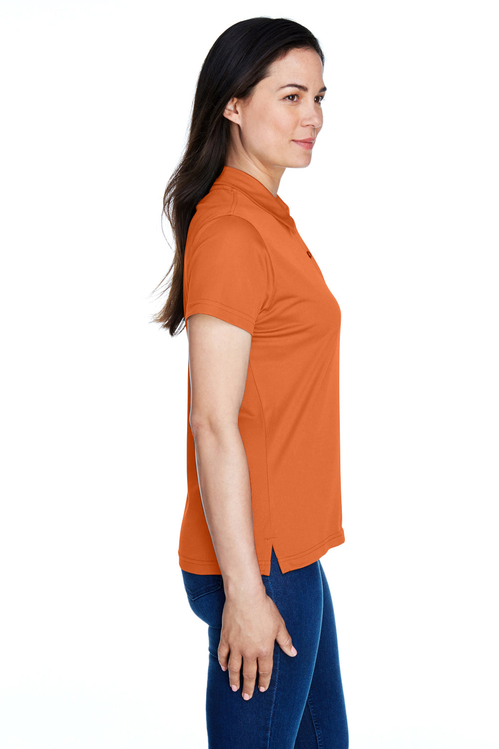 Team 365 TT21W Womens Command Performance Moisture Wicking Short Sleeve Polo Shirt Burnt Orange Side