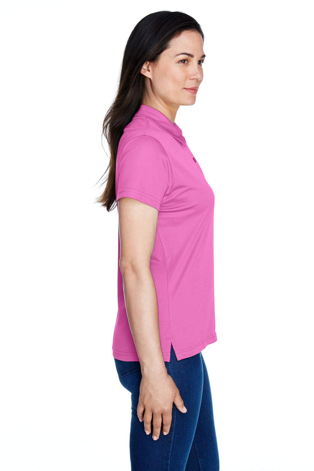 Team 365 TT21W Womens Command Performance Moisture Wicking Short Sleeve Polo Shirt Charity Pink Side