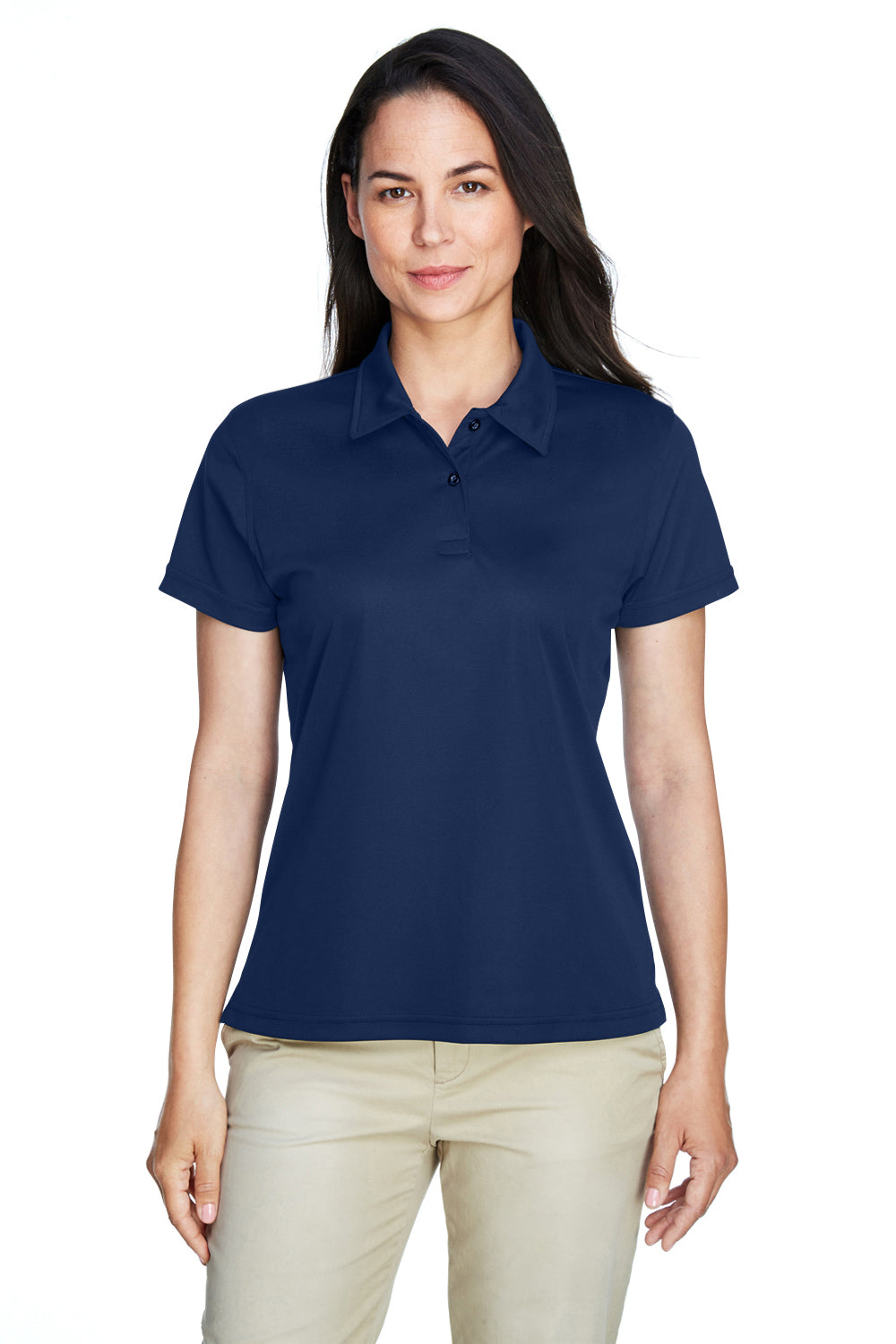 Team 365 TT21W Womens Command Performance Moisture Wicking Short Sleeve Polo Shirt Navy Blue Front