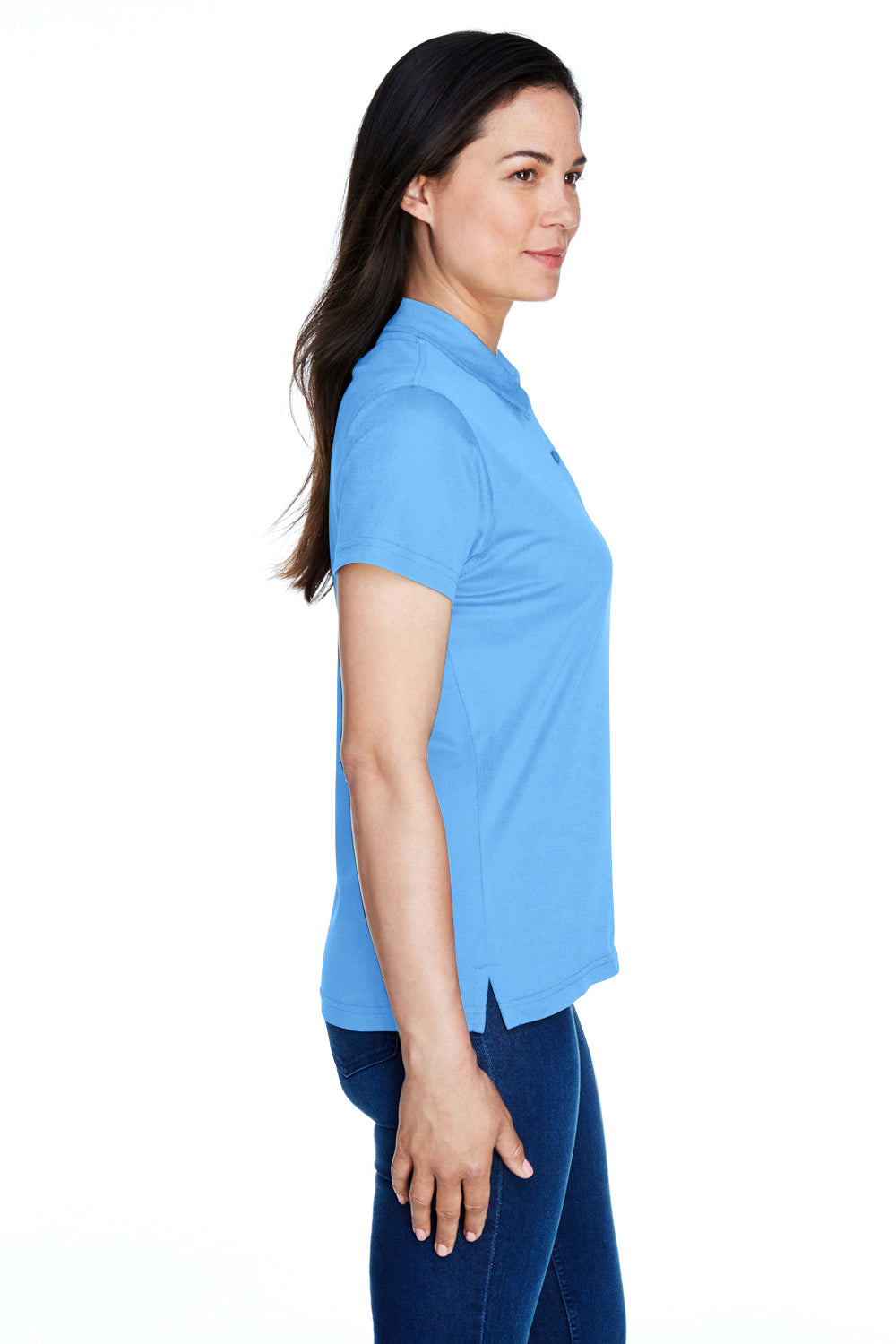 Team 365 TT21W Womens Command Performance Moisture Wicking Short Sleeve Polo Shirt Light Blue Side