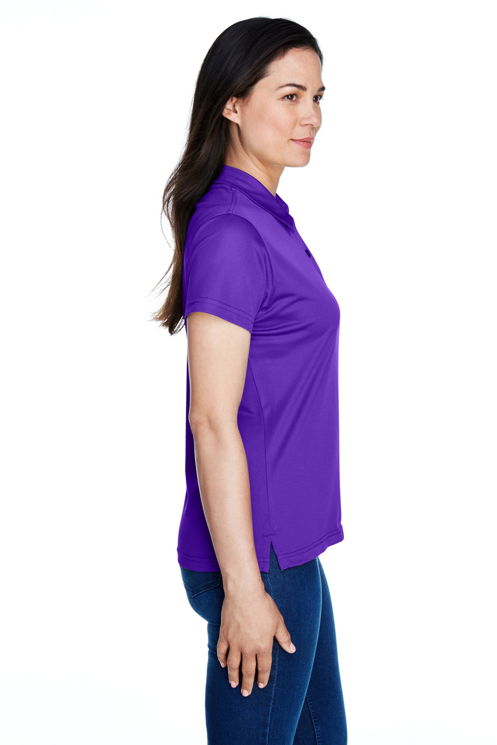 Team 365 TT21W Womens Command Performance Moisture Wicking Short Sleeve Polo Shirt Purple Side
