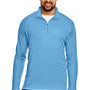 Team 365 Mens Zone Performance Moisture Wicking 1/4 Zip Sweatshirt - Light Blue