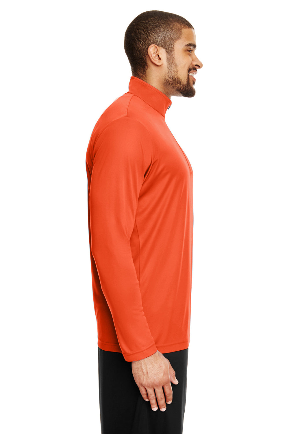 Team 365 TT31 Mens Zone Performance Moisture Wicking 1/4 Zip Sweatshirt Orange Side