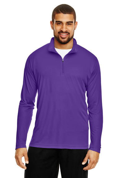 Team 365 TT31 Mens Zone Performance Moisture Wicking 1/4 Zip Sweatshirt Purple Front