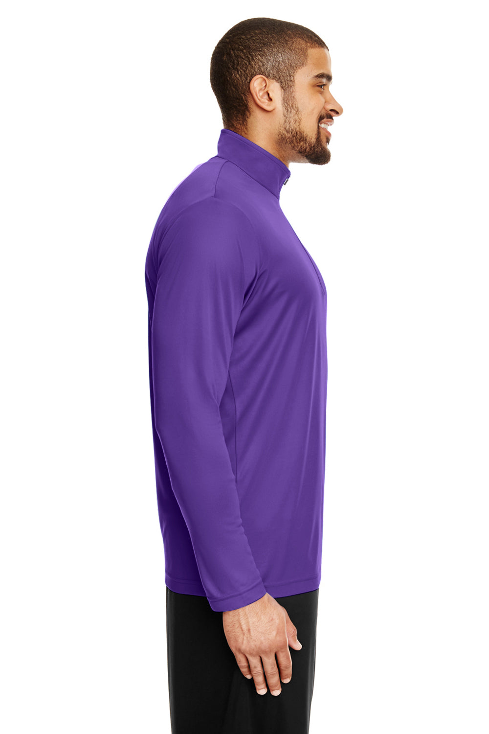 Team 365 TT31 Mens Zone Performance Moisture Wicking 1/4 Zip Sweatshirt Purple Side