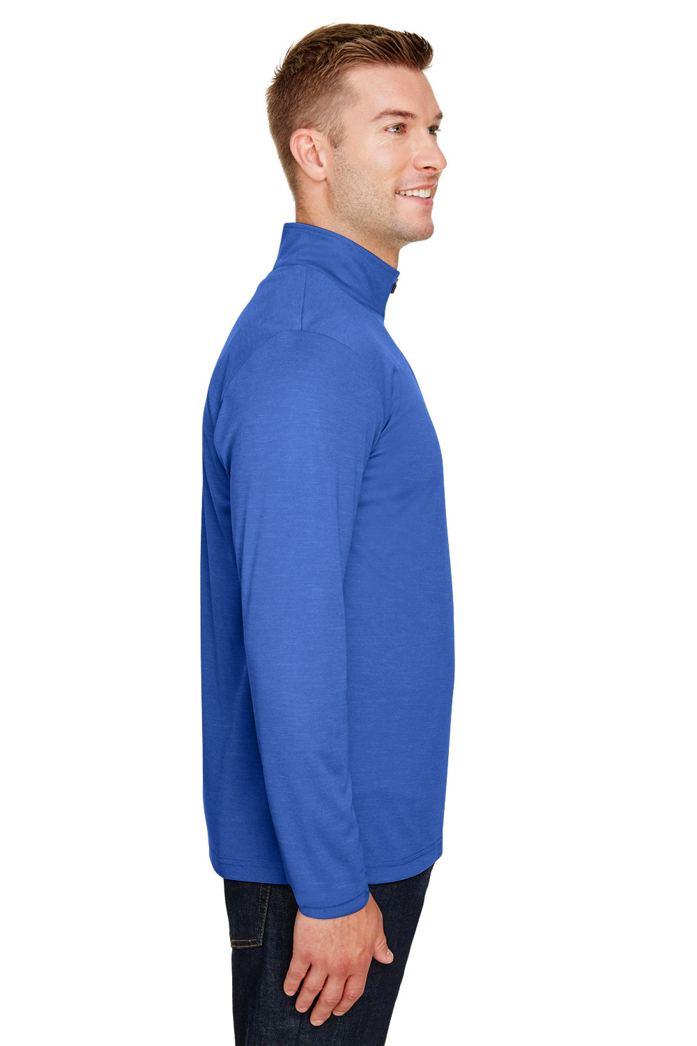 Team 365 TT31H Mens Zone Sonic Performance Moisture Wicking 1/4 Zip Sweatshirt Royal Blue Side