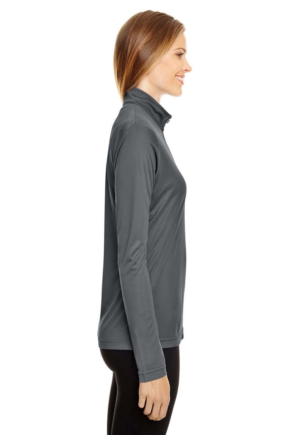 Team 365 TT31W Womens Zone Performance Moisture Wicking 1/4 Zip Sweatshirt Graphite Grey Side