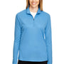 Team 365 Womens Zone Performance Moisture Wicking 1/4 Zip Sweatshirt - Light Blue