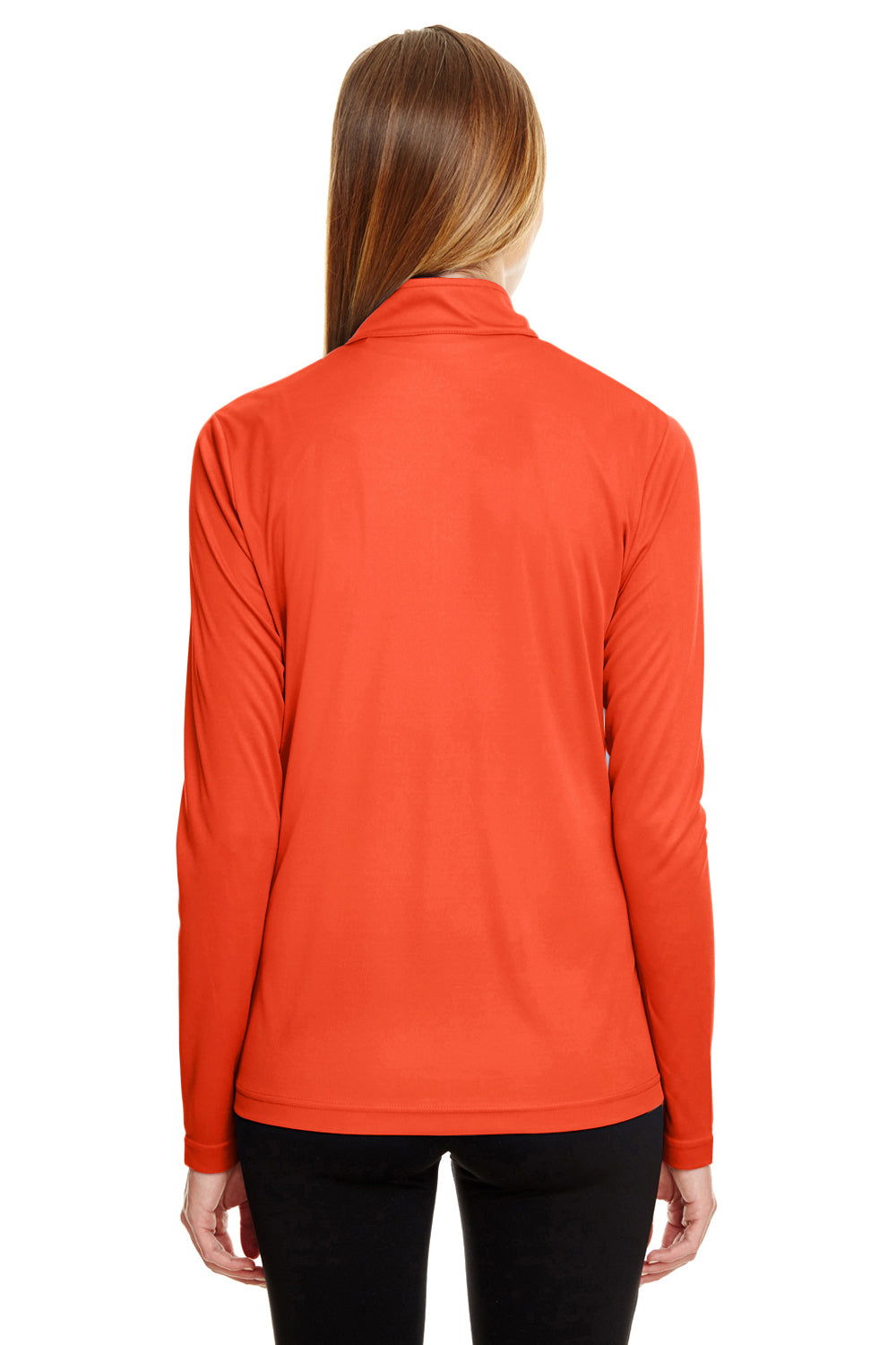 Team 365 TT31W Womens Zone Performance Moisture Wicking 1/4 Zip Sweatshirt Orange Back