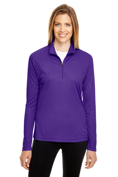 Team 365 TT31W Womens Zone Performance Moisture Wicking 1/4 Zip Sweatshirt Purple Front