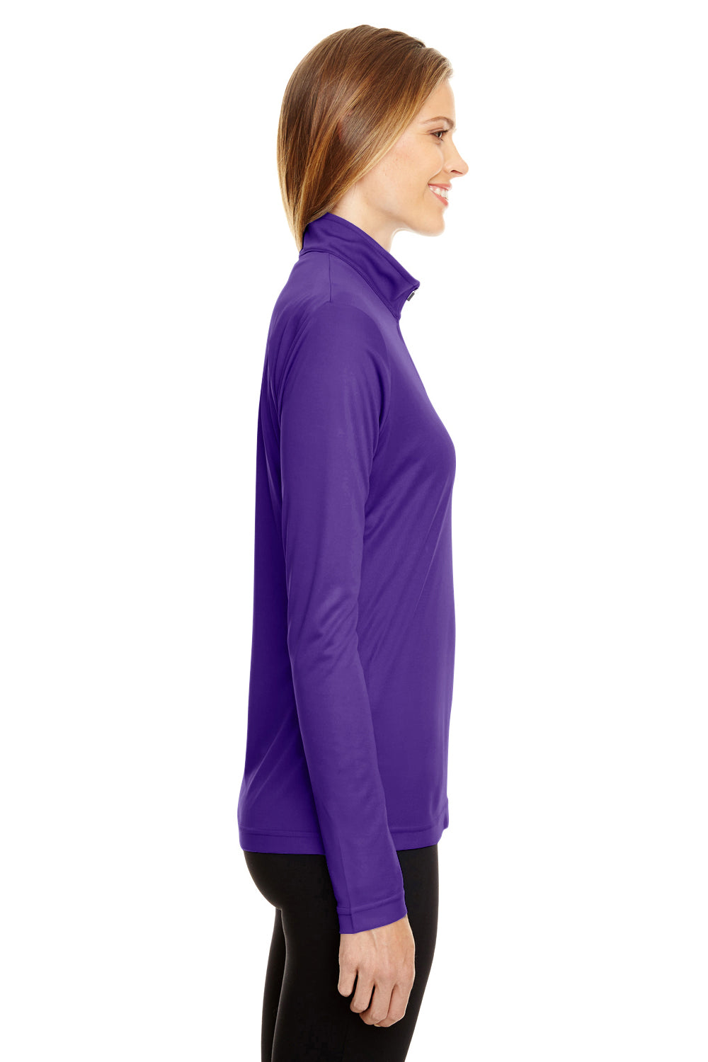 Team 365 TT31W Womens Zone Performance Moisture Wicking 1/4 Zip Sweatshirt Purple Side