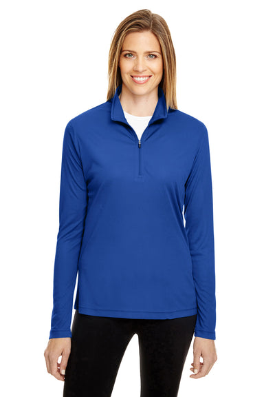 Team 365 TT31W Womens Zone Performance Moisture Wicking 1/4 Zip Sweatshirt Royal Blue Front
