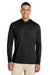 Team 365 TT41 Mens Zone Performance Moisture Wicking Long Sleeve Hooded T-Shirt Hoodie Black Front