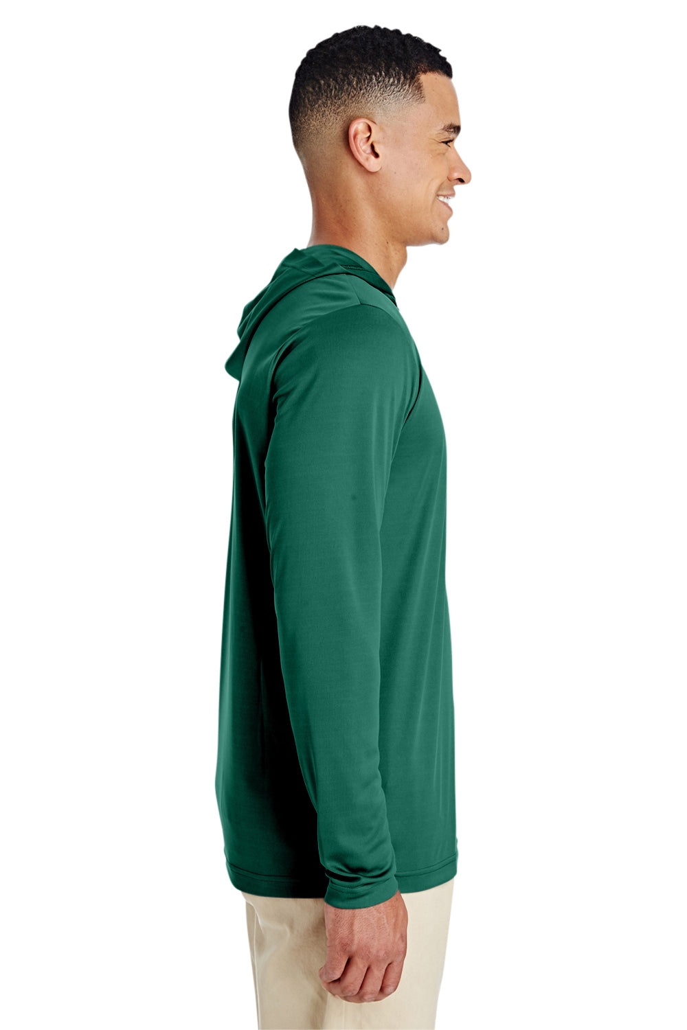 Team 365 TT41 Mens Zone Performance Moisture Wicking Long Sleeve Hooded T-Shirt Hoodie Forest Green Side