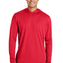 Team 365 Mens Zone Performance Moisture Wicking Long Sleeve Hooded T-Shirt Hoodie - Red