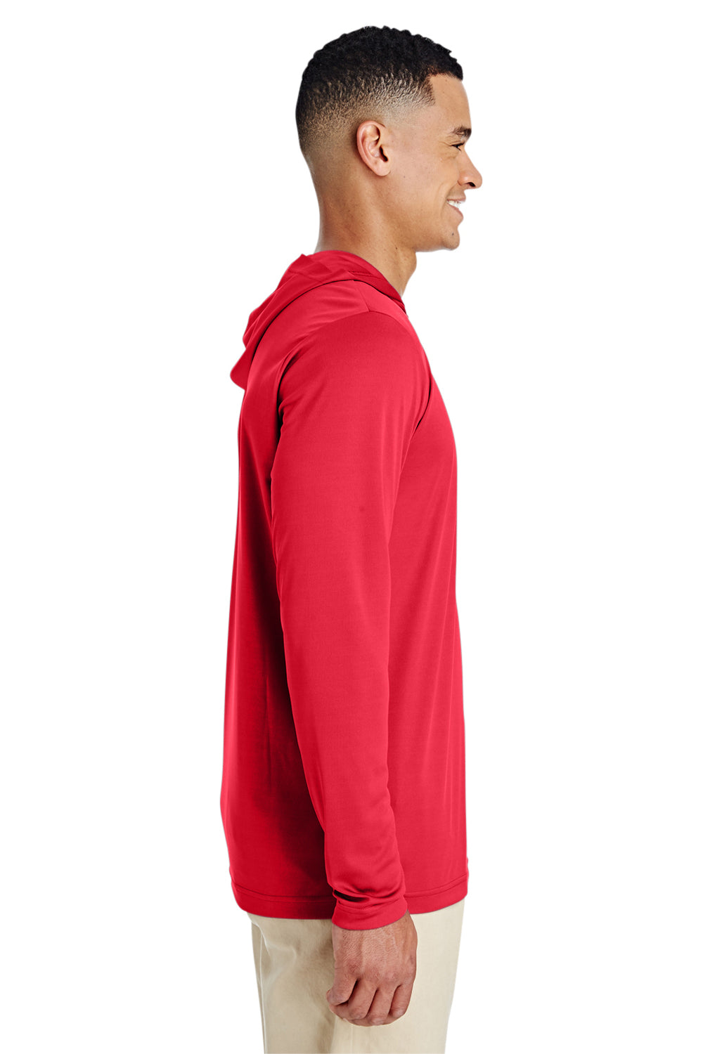 Team 365 TT41 Mens Zone Performance Moisture Wicking Long Sleeve Hooded T-Shirt Hoodie Red Side