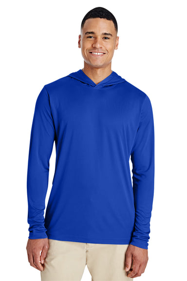 Team 365 TT41 Mens Zone Performance Moisture Wicking Long Sleeve Hooded T-Shirt Hoodie Royal Blue Front