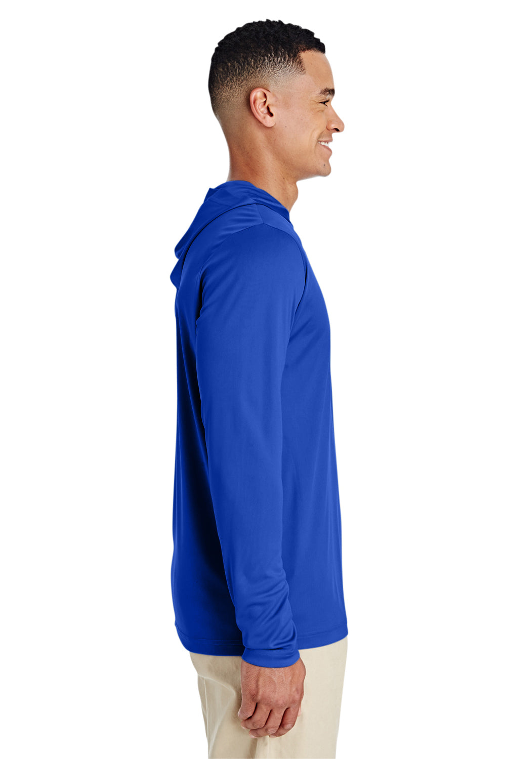 Team 365 TT41 Mens Zone Performance Moisture Wicking Long Sleeve Hooded T-Shirt Hoodie Royal Blue Side