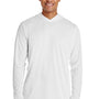 Team 365 Mens Zone Performance Moisture Wicking Long Sleeve Hooded T-Shirt Hoodie - White