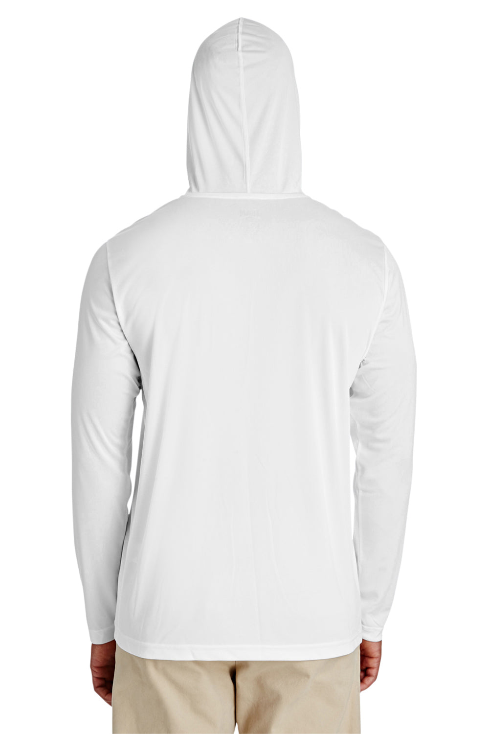 Team 365 TT41 Mens Zone Performance Moisture Wicking Long Sleeve Hooded T-Shirt Hoodie White Back