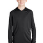 Team 365 Youth Zone Performance Moisture Wicking Long Sleeve Hooded T-Shirt Hoodie - Black