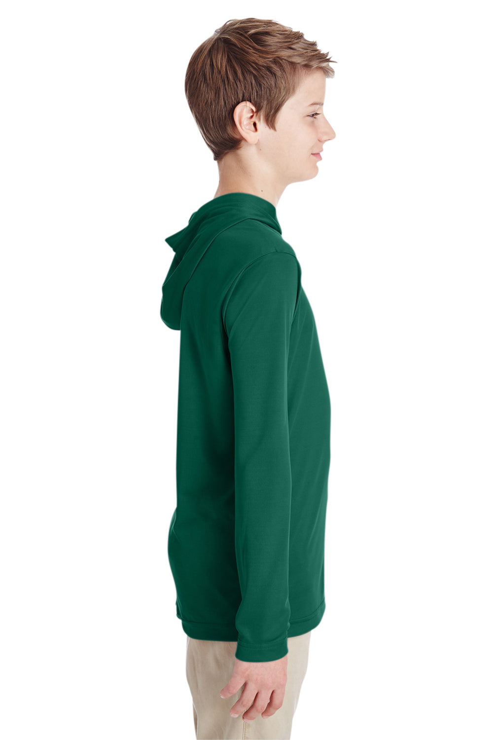 Team 365 TT41Y Youth Zone Performance Moisture Wicking Long Sleeve Hooded T-Shirt Hoodie Forest Green Side