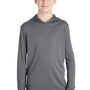 Team 365 Youth Zone Performance Moisture Wicking Long Sleeve Hooded T-Shirt Hoodie - Graphite Grey