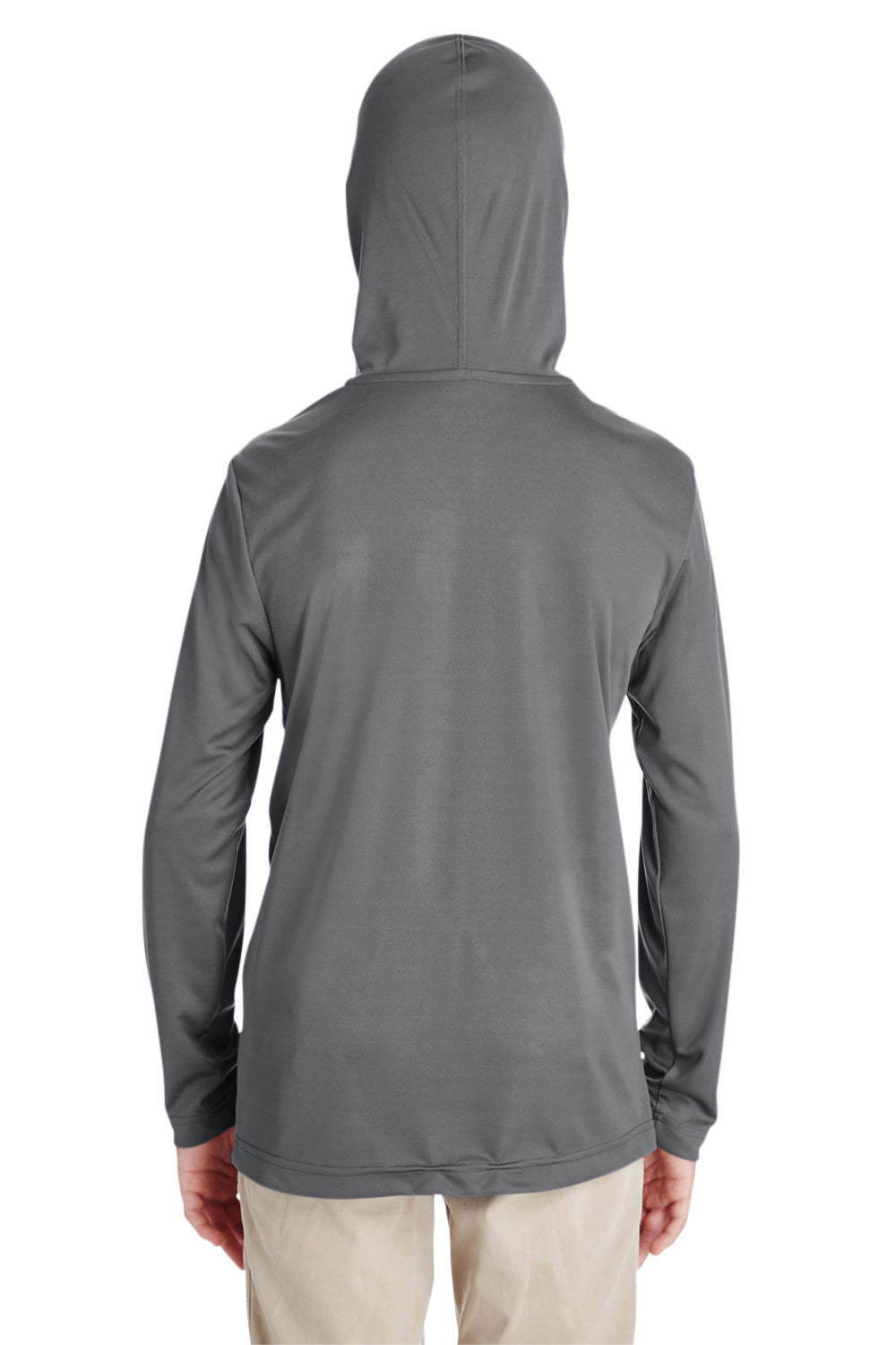 Team 365 TT41Y Youth Zone Performance Moisture Wicking Long Sleeve Hooded T-Shirt Hoodie Graphite Grey Back