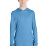 Team 365 Youth Zone Performance Moisture Wicking Long Sleeve Hooded T-Shirt Hoodie - Light Blue